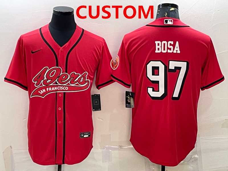 Men%27s San Francisco 49ers Custom New Red With Patch Cool Base Stitched Baseball Jersey